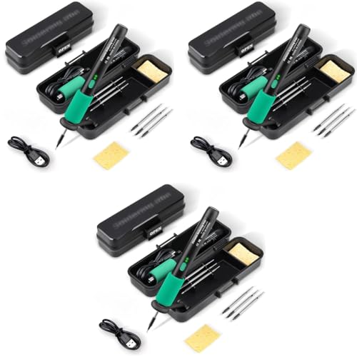 Serplex® Cordless Soldering Iron Kit with Toolbox 5V 15W Pen 260-450°C Adjustable Temperature 8s Fast Heat-up 650mAh USB 3 Tips 3 PCS Serplex® Cordless Soldering Iron Kit with Toolbox 5V 15W Pen 260-450°C Adjustable Temperature 8s Fast Heat-up 650mAh USB 3 Tips 3 PCS